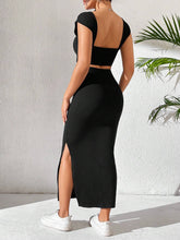 Women's Backless Top & Slit Maxi Skirt Set